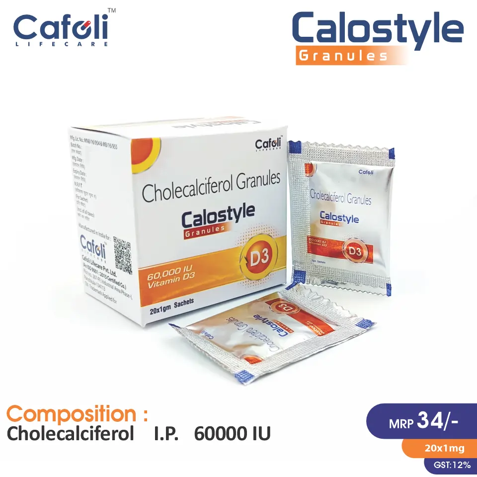 Cholecalciferol 60k IU Sachet at the best price in PCD Pharma Franchise for Bone Health, Calcium Absorption